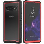 Wholesale Galaxy S10 Clear Dual Defense Case (Red)